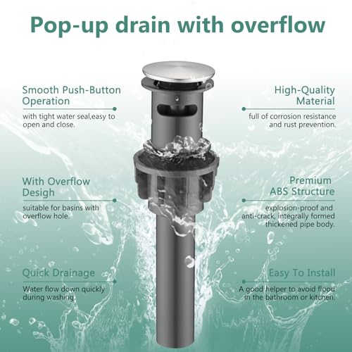 Bathroom Sink Faucet with Pull Out Sprayer, Single Handle Modern Bathroom Basin Faucet with Pop-up Sink Drain Stopper & Deck Plate 1 or 4-inch Centerset 3 Hole, Brushed Nickel - color: Brushed Nickel
