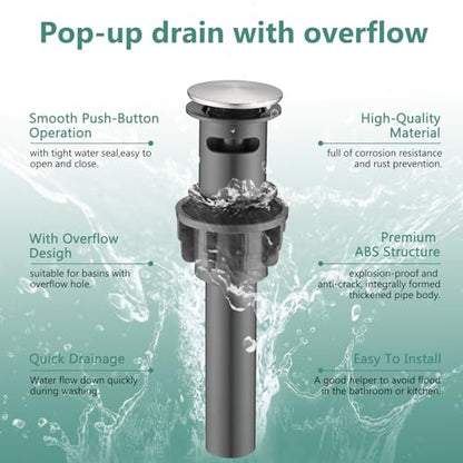 Bathroom Sink Faucet with Pull Out Sprayer, Single Handle Modern Bathroom Basin Faucet with Pop-up Sink Drain Stopper & Deck Plate 1 or 4-inch Centerset 3 Hole, Brushed Nickel - color: Brushed Nickel