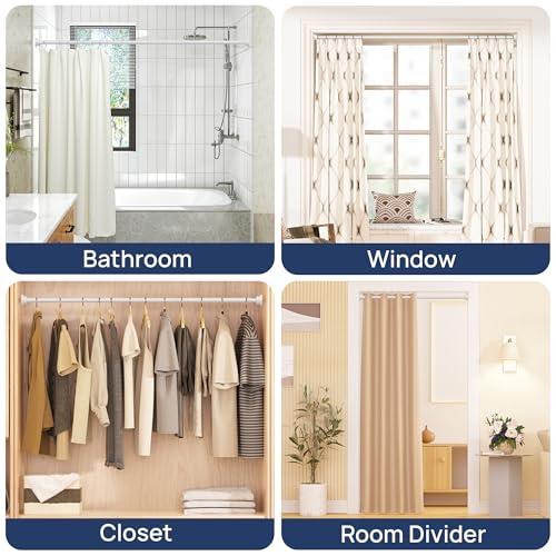 ENJOYBASICS 2 Pack Tension Curtain Rod, 32-54" Adjustable, Stable, White | Secure Hold with Strong Spring & Non-Slip Ends, No-Drill, No Tools, Sag-Resistant, Waterproof, Fits Windows, Showers & Closet - color: White, size: 32-54"