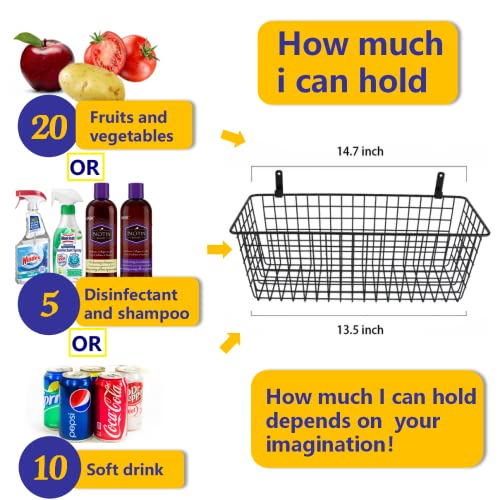 Joben Oligey 3 Set [Extra Large] Hanging Wall Baskets ,Wire Basket For Storage Pantry, Farmhouse Food Storage Kitchen Pantry Laundry Closet Garage RV ,Black - size: Black - Extra Large