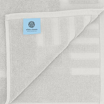 White Classic Luxury Bath Mat Floor Towel Set - Absorbent Cotton Hotel Spa Shower/Bathtub Mats [Not a Bathroom Rug] 22"x34" | 2 Pack | Silver - color: 06: Silver
