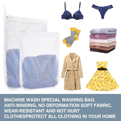 3 pcs Durable Honeycomb Mesh Laundry Bags for Delicates 16" x 19" (2 Large) 12" x 15" (1 Medium) - size: 2 Large X 1 Medium