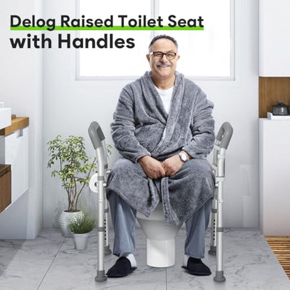 Raised Toilet Seat with Handles, Heavy Duty 400lb Medical Safety Frame, Bathroom Assist Toilet Seat Raiser for Seniors, Handicap, Disabled