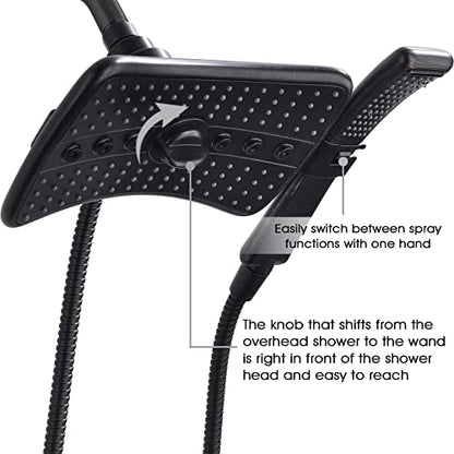 BRIGHT SHOWERS High Pressure Shower Head with Handheld, Oil Rubbed Bronze Dual Showerhead Combo with Rainfall Spray, Detachable Hand Held Shower, 60" Stainless Steel Hose - color: Oil Rubbed Bronze, size: 2.5 Gallon Per Minute