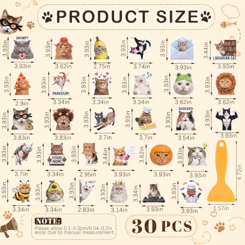 Fullhawl 30 Pcs Cat Non Slip Shower Stickers, Cute Bathtub Safety | 30 Pack Cat Design, Cute Bathroom Decor, Non Slip Texture, Strong Adhesive Support for Safer Bath Time - style: Cat