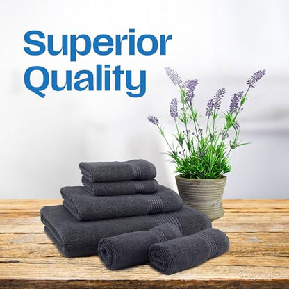 East'N Blue Lara Premium Bath Towel Set 6 Piece - Soft & Highly Absorbent Bathroom Towel Set, 100% Luxury Turkish Cotton, Flannel Bath Towels, 1 Bath Towel, 1 Hand Towel, 4 Washcloths - Dark Gray - color: Dark Grey, size: 1 Bath Towel, 1 Hand Towel, 4 Was