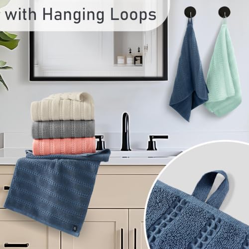 VOOVA & MOVAS Bathroom Hand Towels 4PC,13"x30", 100% Cotton,Beige | Waffle Weave Fabric, Soft Lightweight & Absorbing, Quick Dry & Non-fading, Unshrinkable - color: Beige