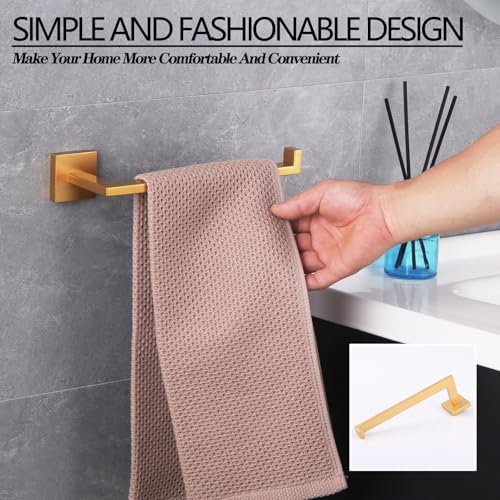 GERZWY Gold Stainless Steel Hand Towel Holder Modern Bathroom Towel Ring Wall Mounted IG1806-BE - color: Gold