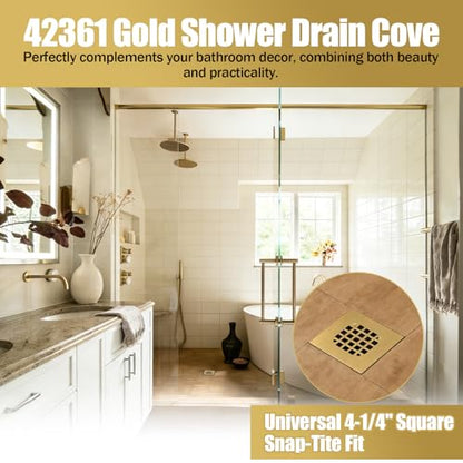 4-1/4" Square Shower Drain Cover, Stainless Steel Hair Catcher Strainer | Catches Hair & Debris Before Clogs - Precision grid traps hair and soap scum while allowing full flow