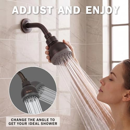 High Pressure Shower Head - 2.5 GPM - Oil-Rubbed Bronze | Best 3 Inch Wall Mount Bathroom Showerhead For Boosting Low Flow With Anti-Clog Nozzles, Adjustable Brass Ball Joint - color: Oil Rubbed Bronze, size: 2.5 GPM