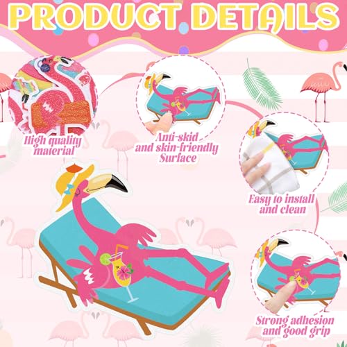 Yaomiao 24 Pcs Flamingo Non Slip Bathtub Stickers with Scraper | Shiny, Sparkle, Glitter, Peva, 4.53inch, Easy Apply, No Residue, for Bathroom, Shower Stairs Floor, Safety, Cute, Grip - style: Flamingo