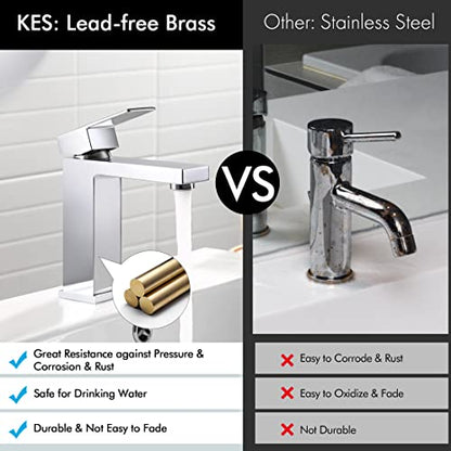 KES Chrome Bathroom Sink Faucet Single Hole Bathroom Faucets Single Handle for Modern Washroom Vanity RV Farmhouse Sink cUPC Certified Lead-Free, L3120ALFF12-CH - color: Chrome, style: NO Drain - Short Faucet