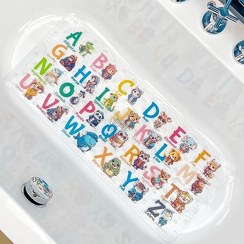 Cute Cartoon Non-Slip Bath Mat for Tub - Anti-Slip Kids Bathtub Mat, Slip-Resistant Shower Mat for Bathroom Safety, 35 X 15.3 Inch, Easy to Clean (Animals) - color: Animals