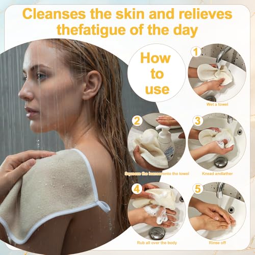 9 Pcs Nylon Exfoliating Wash Cloths Set 8.7 x 10.2 Inch | Soft Dual Sided Body Face Towels Kitchen Dish Scrubber Reusable Bath Spa Towel for Women Men Travel - color: White, size: Small