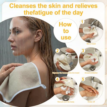 9 Pcs Nylon Exfoliating Wash Cloths Set 8.7 x 10.2 Inch | Soft Dual Sided Body Face Towels Kitchen Dish Scrubber Reusable Bath Spa Towel for Women Men Travel - color: White, size: Small