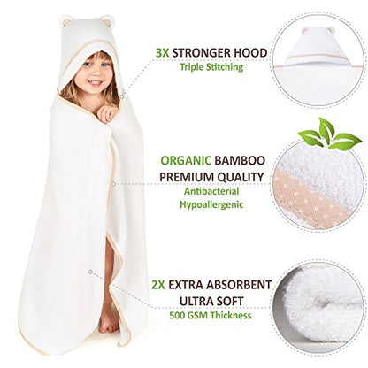 Premium Toddler Towels with Hood - Extra Soft Rayon from Bamboo Toddler Bath Towel (White) - color: White