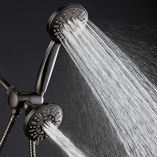 AquaDance Oil Rubbed Bronze Premium High Pressure 48 3-Way Combo for The Best of Both Worlds – Enjoy Luxurious Rain Head and 6-Setting Hand Held Shower Separately or Together | Enjoy Two 6-Setting Rain & Hand Showerheads Separately or Together for the Bes