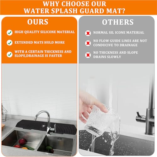 30 Inch Sink Splash Guard,Longer Silicone Sink Mat for Kitchen Bathroom,Kitchen Faucet,Silicone Sink Faucet Mat Splash Guard, Drip Protector Splash Countertop (Black) - color: Black