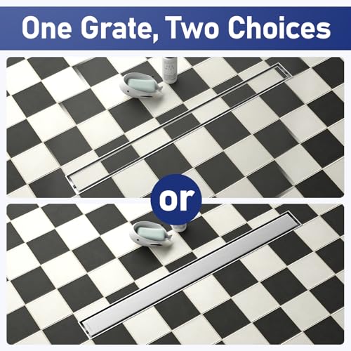 Linear Shower Drain, 304 Stainless Steel Floor Drain 30" | with Tiled Insert Grate & Hair Strainer, Bathroom 2-in-1 Tiled in Drain, CUPC Certified - color: Brushed, size: 30''