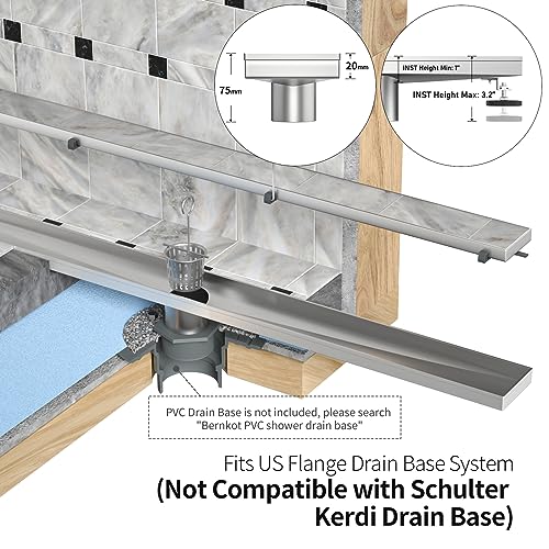 Linear Shower Drain, 304 Stainless Steel Floor Drain 42" | with Tiled Insert Grate & Hair Strainer, Bathroom 2-in-1 Tiled in Drain, CUPC Certified - color: Brushed Gold, size: 42''
