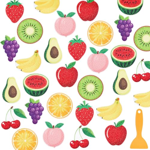 Fullhawl 30 Pcs Fruit Non Slip Bathtub Stickers Colorful Fruit Anti Slip Shower Stickers Shower Floor Nonslip Sticker Applique Adhesive Decals Treads with Scraper for Bathtub Bathroom Floor - style: Fruit