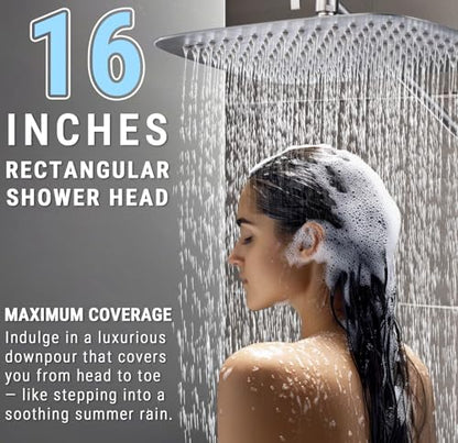 G-Promise 16 Inch All Metal Rain Shower Head with Handheld (Brushed Nickel) | Suits Every Height, Pause Mode Diverter, Massage Mode Handheld, Full Body Coverage, Easy to Install, Modern Bath Upgrade - color: Brushed Nickel, size: 16 Inch