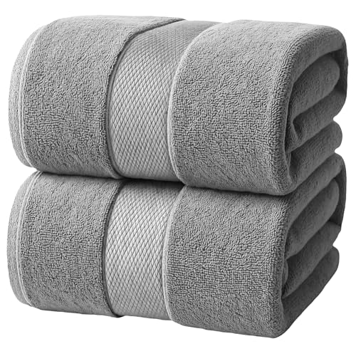 Infinitee Xclusives Jumbo Bath Sheets Towels for Adults – 600 GSM (35X70 Inches)– 100% Ring Spun Cotton, Soft and Absorbent Large Bath Towels for Bathroom (Charming Grey) - color: Charming Grey, size: Bath Sheets - 2 Pack