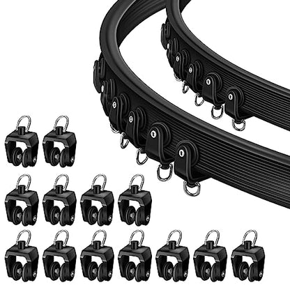 TOKPLNU Curtain Track Rollers, Flexible Bendable Curtain Track Glider 40 Pack Black Drapery Runners for Window Shower Curtain - color: Black, size: 40Pcs Curtain Track Roller