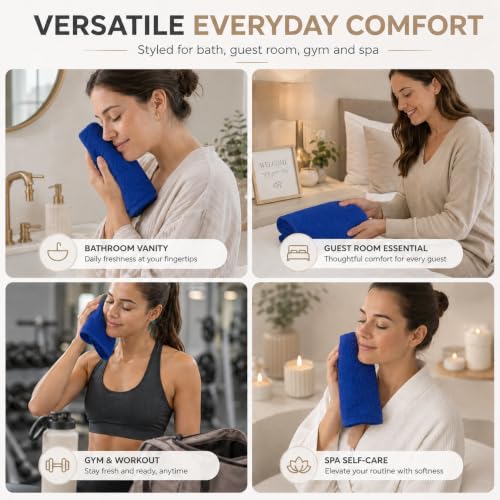 Ameri-Homes Navy Blue Washcloths Pack of 10, 100% Ring Spun Cotton | Soft Face Towel, Highly Absorbent 100% Ring Spun Cotton, 488 GSM Quick-Dry, 12.5 x 12.5 In, Wash Cloths for Bath Gym Spa - color: Navy Blue
