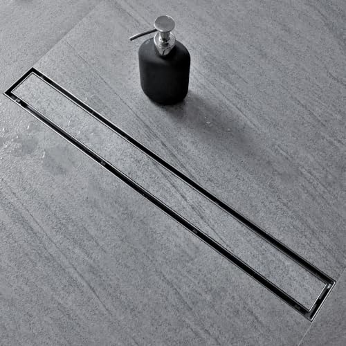 Neodrain 42-Inch Linear Shower Drain-Brushed,with Tile Insert Grate | 304 Stainless Steel, Fast Drainage, Rectangle Shower Floor Drain with Leveling Feet & Hair Strainer, Fits Bathroom, Balcony - color: Brushed, size: 42 IN