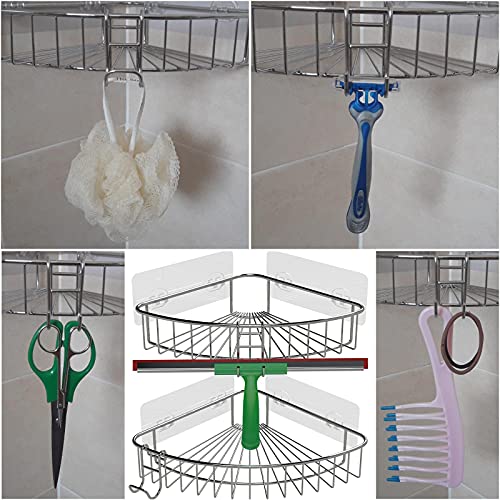 Shower Caddy Hooks, Razor Hanger for Shelf and Loofah (Silver - 2 Open) - color: Silver - 2 Open