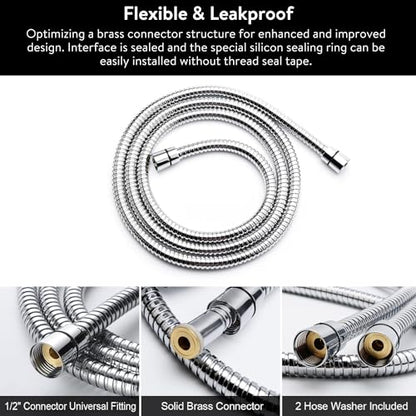 Shower Hose & Holder for Handhelds, 79" Extra Long Shower Hose, Built-in Explosion-Proof Braided Mesh Anti-leakage, 304 Stainless Steel Chrome Plated, with Shower Head Holder (chrome) - color: Chrome
