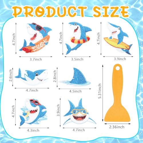 Fullhawl 30 Pcs Shark Non Slip Shower Stickers, Bathtub Safety | 30 Pack Shark Theme, Ocean Inspired Design, Strong Grip Texture, Non Slip Protection for Kids' Bathtub & Shower - style: Shark