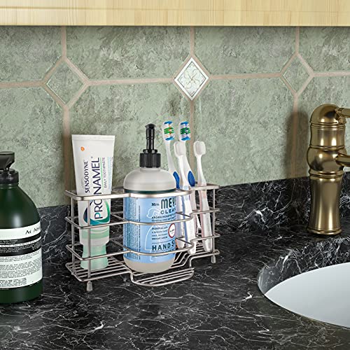 Linkidea Stainless Steel Electric Toothbrush Holder, Ventilated Tooth Brush Storage Organizer, 6 Slots Multifunctional Rack for Toothpaste, Razor, Shaver, Comb (Brushed Nickel)