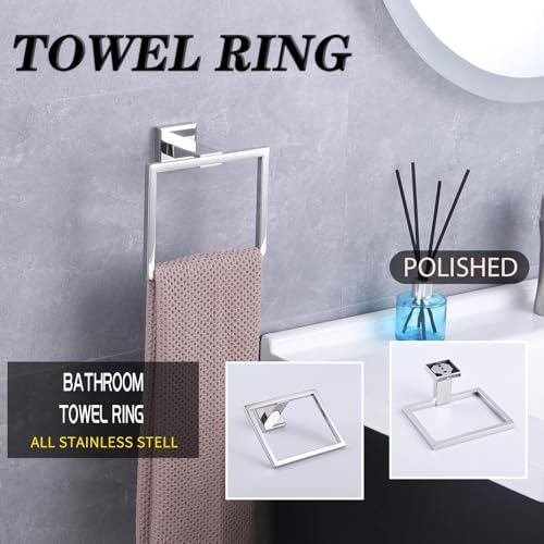 GERZWY Bathroom Hand Towel Holder Polished Stainless Steel Towel Ring for Bath Kitchen Garage Heavy Duty Wall Mounted JG1906-JG - color: Polished