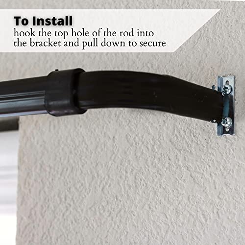 Yafa Home Fashion Heavy Duty Single Standard Adjustable Curtain Rod Hardware Included (Black, 28"-48") - color: Black, size: 28"-48"