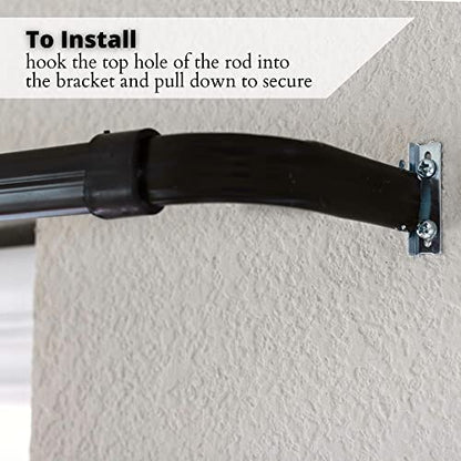 Yafa Home Fashion Heavy Duty Single Standard Adjustable Curtain Rod Hardware Included (Black, 28"-48") - color: Black, size: 28"-48"