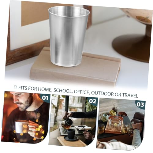 Stainless Steel Tumbler Cup Bathroom Rinse Cup for Toothbrush and Beverages Silver Drinking Cup for Home Use Easy to Clean and Stylish Design
