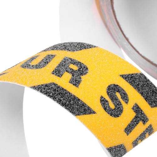 Artibetter Non-slip Adhesive Safety Grip Tape for Stairs and Bathroom Floors, Anti-skid High-visibility Printed Floor Tape with “watch Your Step” Warning, Waterproof Roll for Indoor