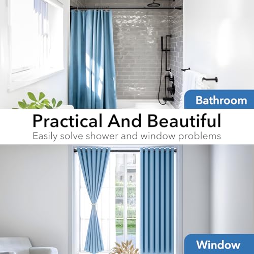 2 Pack Black Shower Curtain Rod - Adjustable 45-77 inch Tension Curtain Rod, Spring loaded Curtain Rod for Bathroom Window - color: Black, size: 45 to 77 inch-2pcs
