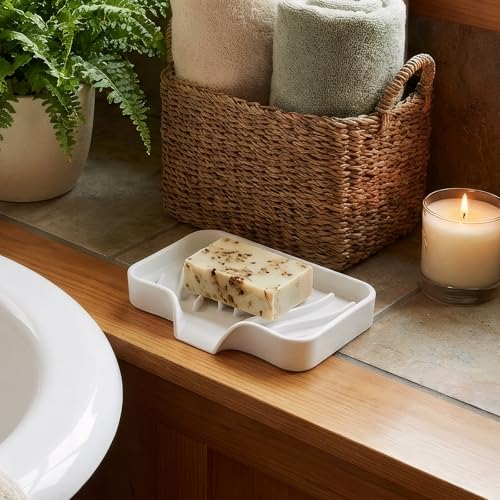 3 Pack Silicone Soap Holder, Self Draining Bar Soap Dish,Non-Slip Soft Soap Tray for Kitchen Sink Organizer, Shower & Bathroom Accessories, Keep Soap Dry, Fast Air Dry (Black, White, Beige)
