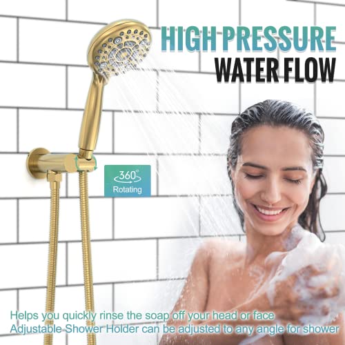 SR SUN RISE Shower Faucet - 16 Inch Multifunctional High Pressure Shower Head System with Handheld Shower Head Fixtures - Valve Included - Brushed Gold - color: Brushed Gold, size: 16 Inch
