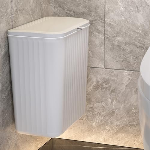 Kitchen Compost Bin Cabinet Hanging Small Trash Can with Lid 2.4 Gallon | Food Waste Bin for Counter Top Under Sink Rv Wall Mounted Bathroom Trash Can - color: grey