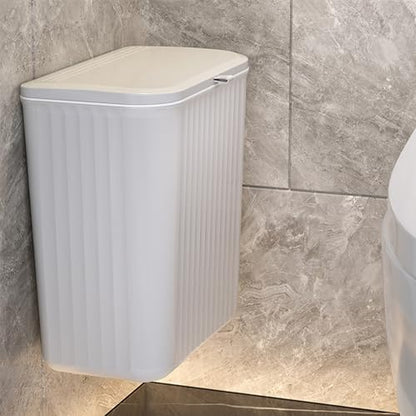 Kitchen Compost Bin Cabinet Hanging Small Trash Can with Lid 2.4 Gallon | Food Waste Bin for Counter Top Under Sink Rv Wall Mounted Bathroom Trash Can - color: grey