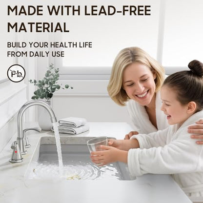 Phiestina 8 Inch Brushed Nickel Widespread Bathroom Sink Faucet 2 Pack, 2 Handle 3 Hole Bathroom Faucet with Metal Pop up Drain and Water Supply Lines,WFJC180-BN-2PACK - color: Brushed Nickel-8 IN, style: 2 pack