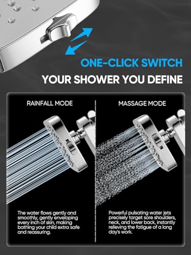 Cobbe® Dual Shower Head with Magnetic Handheld, Chrome | Rain Shower Combo, 2-in-1 Fixed & Detachable, Multiple Spray Modes, Built-in Magnet Dock, 6ft Hose - color: Chrome