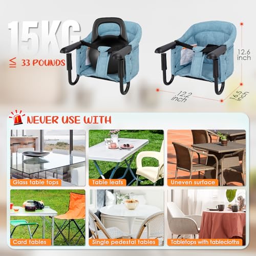 Hook On High Chair - Portable & Foldable for Babies 6-36 Months, Family & Travel Use with Carry Bag(Sky Blue) - color: Sky Blue