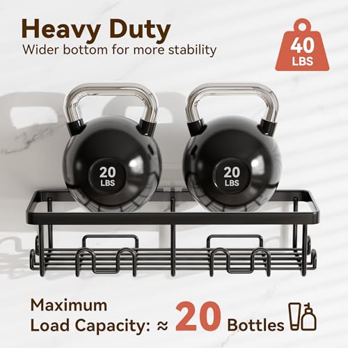 Shower Caddy Adhesive, Rustproof Shower Organizer, Wall Shower Rack | Large Capacity Shower Shelf for Inside Shower, No Drill Shower Storage, Shampoo Shower Holder, Black, 2 Caddies - color: Black