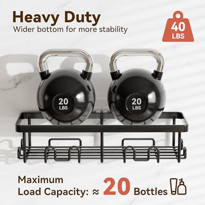 Shower Caddy Adhesive, Rustproof Shower Organizer, Wall Shower Rack | Large Capacity Shower Shelf for Inside Shower, No Drill Shower Storage, Shampoo Shower Holder, Black, 2 Caddies - color: Black