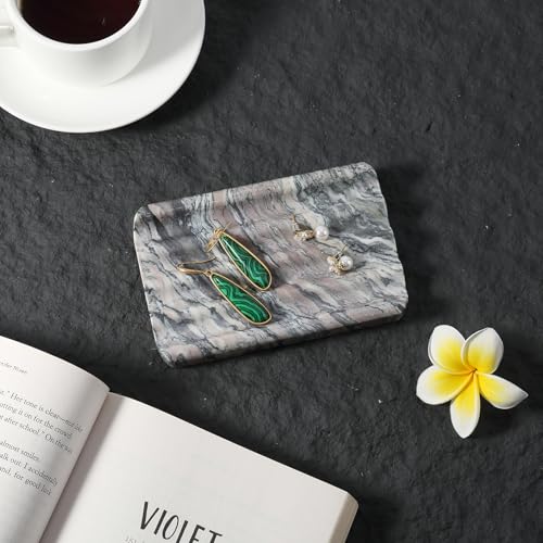 Karibiber Soap Holder for Bathroom, Black Marble Soap Dish for Kitchen Countertop, Soap Tray with Creative Wavy Design, Soap Saver for Bath Tub, Sponges, Italian Natural Stone - color: Rosso Luana